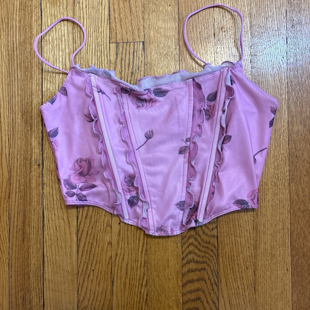 Princess Polly Pink Rose Corset Crop Top